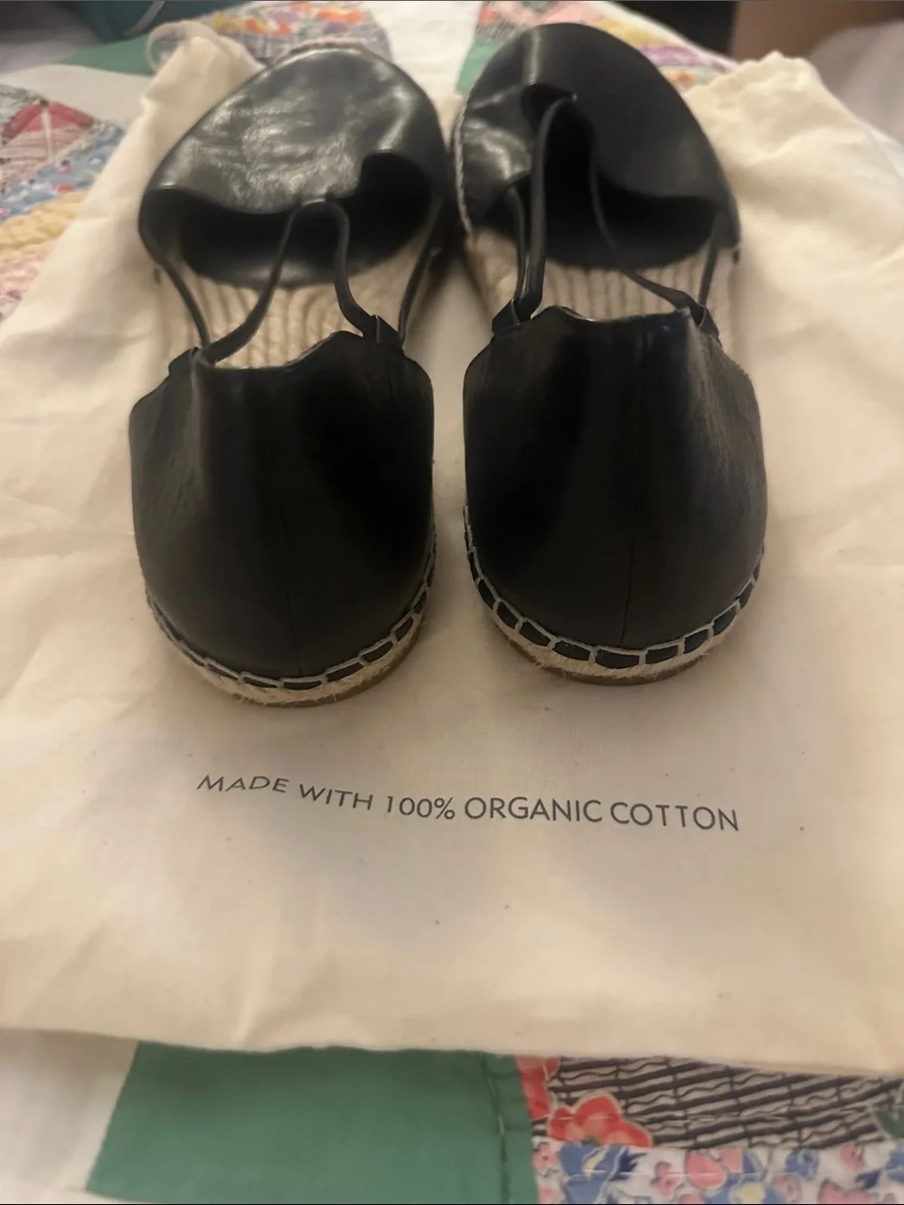 Eileen Fisher Black Leather Espadrille Sandals with Ankle Lace